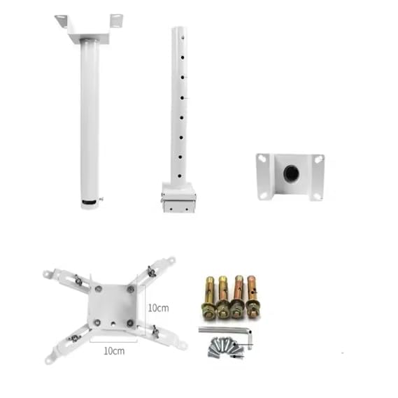 MOIZ Heavy Duty - 7 feet to 8 feet/Foot (84 inch to 96 inch) Adjustable Round Projector Ceiling Mount Kit Bracket Stand Accessories (Weight Capacity - 20 kgs) 8ft (White)