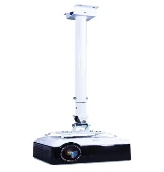 MOIZ Heavy Duty - 7 feet to 8 feet/Foot (84 inch to 96 inch) Adjustable Round Projector Ceiling Mount Kit Bracket Stand Accessories (Weight Capacity - 20 kgs) 8ft (White)