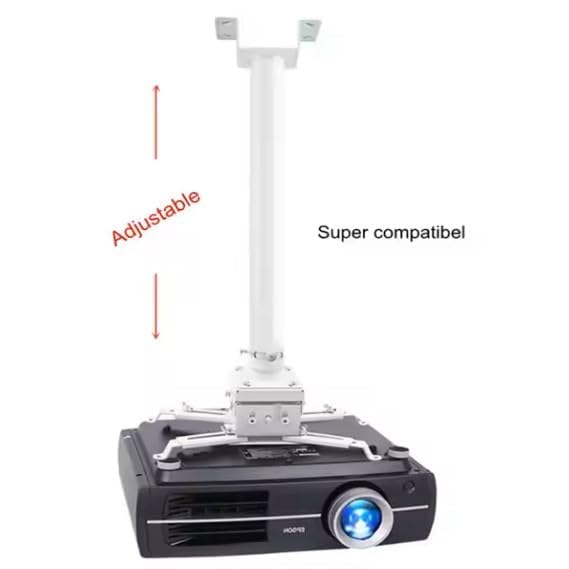 MOIZ Heavy Duty - 4 feet to 5 feet/Foot (48 inch to 60 inch) Adjustable Round Projector Ceiling Mount Kit Bracket Stand Accessories (Weight Capacity - 20 kgs) 5ft (White)