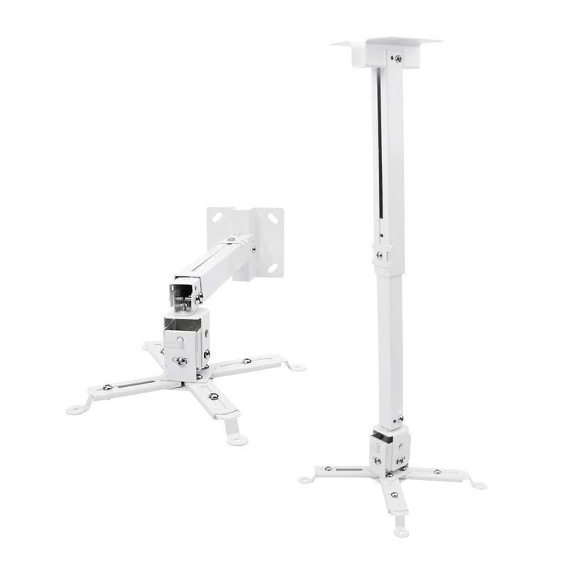 MOIZ Universal Certified 1 to 2 feet/12 to 24-inch Adjustable Projector Ceiling and Wall Mount Kit Bracket Stand with Tilt Option (Weight Capacity of 15kgs 2 ft, White)
