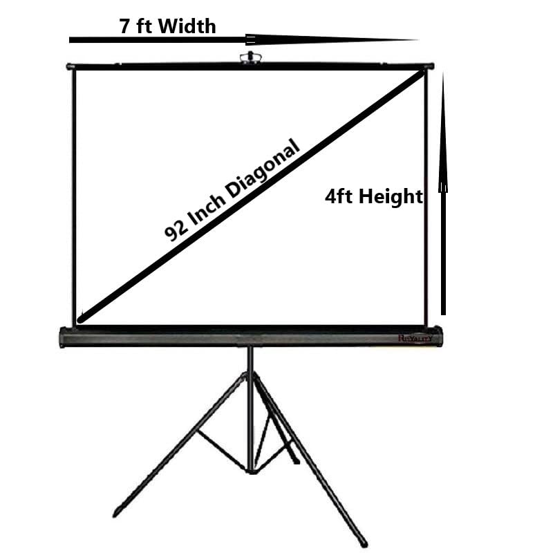MOIZ Tripod Stand Projector Screen (80 Inch. (Width) x 45 Inch. (Height) - 92" Inch) Diagonal in 16:09 Ratio Aspect, Ultra HD, 4K Technology, Active 3D Design 01