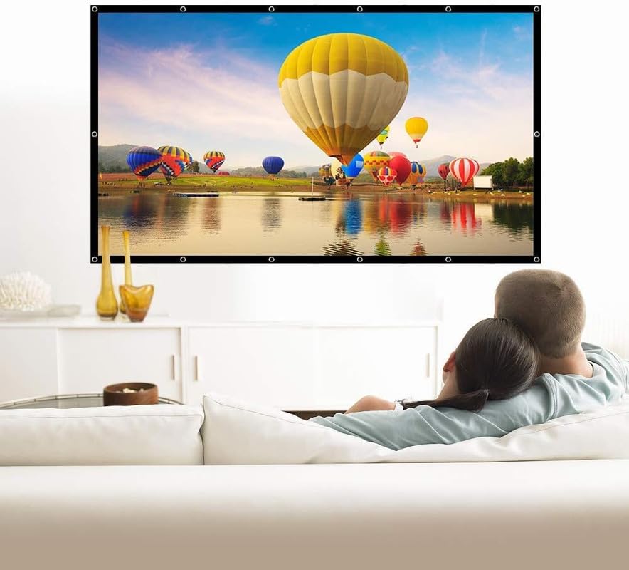 MOIZ 150 inch Projector Screen,4K 16:9 Portable Eyelet Premium Video Foldable Projection for HD Home Theater Cinema Anti-Crease Indoor Outdoor Office Classroom (332 cm (W) x 187 cm (H))