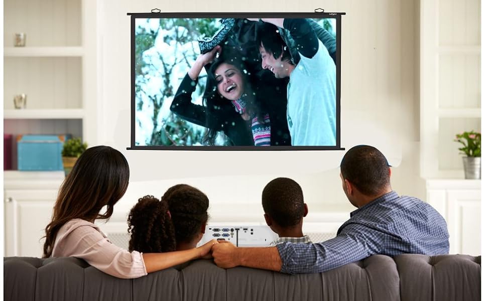100 Inches Diagonal, 7.3 Feet x 4.1 Feet, 16:9 Aspect Ratio, 87x49 Inches Viewing Area Supports Ultra HD-3D-4K Technology, Universal Map Type Projector Screen(White)