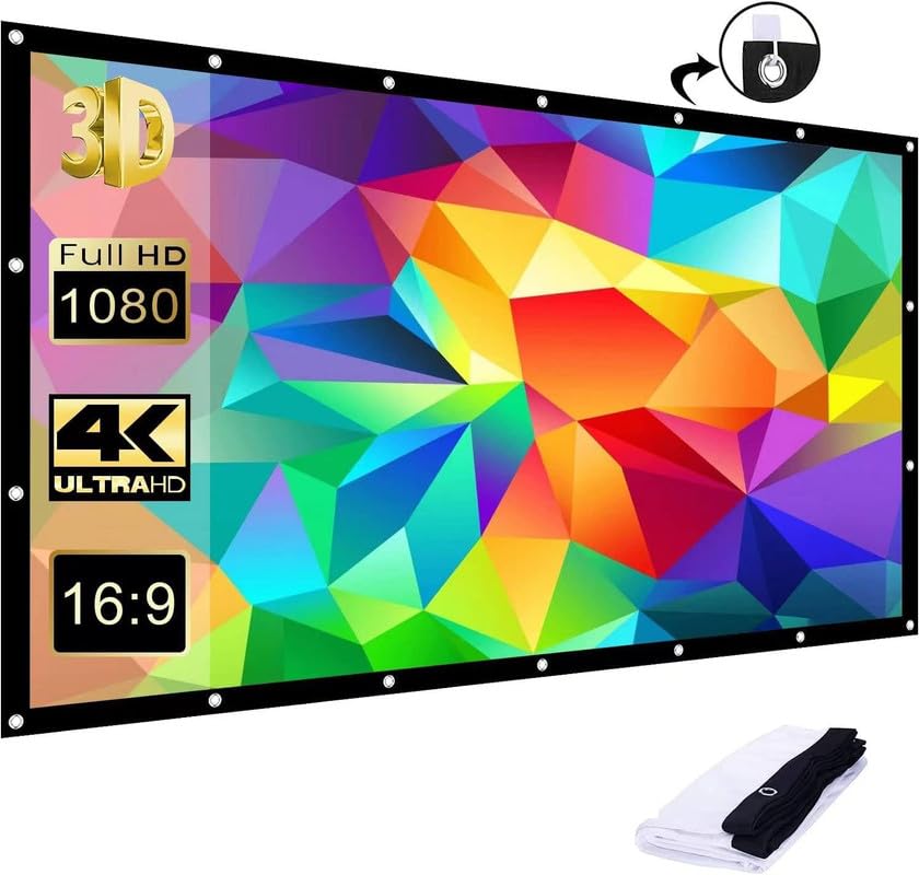 MOIZ 82 inch Projector Screen,4K 16:9 Portable Eyelet Premium Video Foldable Projection for HD Home Theater Cinema Anti-Crease Indoor Outdoor Office Classroom (181 cm (W) x 102 cm (H))