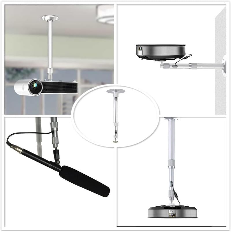 MOIZ 4FT Security Camera Bracket, Universal Ceiling Mount for Projector, 360 Degree Rotatable Extendable Tilt Up to 30-48 Inch CCTV DVR, Monitor,Projector Stand Wall Mount with The Capacity Up to 5KG