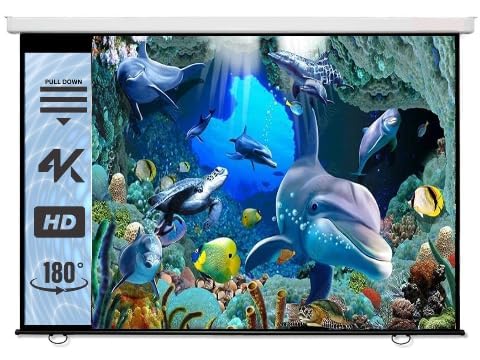 MOIZ 113 Inch Imported Fabric Wall Type Pull Down Screen Without Auto Lock Mechanism with 1080P, 3D and 4K Technology Ratio-16:10 -(8ft (W) x 5ft (H)),(White)