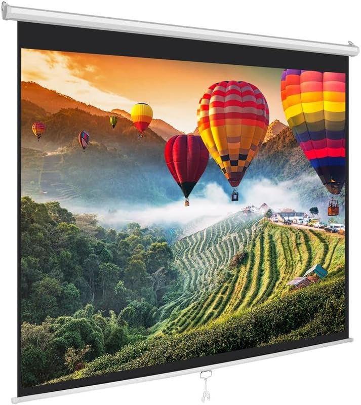 MOIZ Universal Wall Autolock Pull Down Projector Screen, 6 Ft. - Width x 4 Ft. - Height, 84 Inch Diagonal, 4:3 Picture Format, Supports Full HD 1080P, UHD-3D-4K Technology(White)