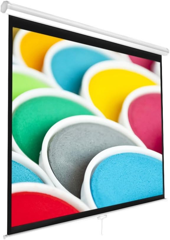 MOIZ Wall Autolock Manual Pull Down Projector Screen, 8 Ft. x 4.6 Ft., 110" Diagonal, 16:9 Aspect Ratio, Supports 4K - 3D - Ultra HD Ready Technology