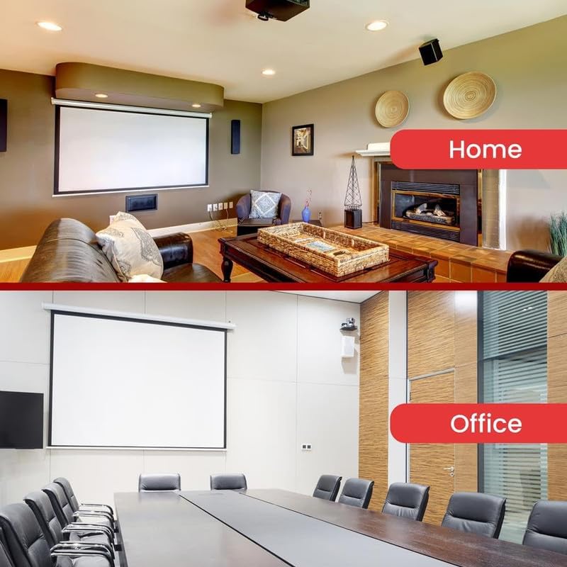 MOIZ Wall Autolock Pull Down Projector Screen, 7 Ft. - Width x 4 Ft. - Height, 92" Dia., 16:9 Format, Supports Full HD 1080P, UHD-3D-4K Technology(White)