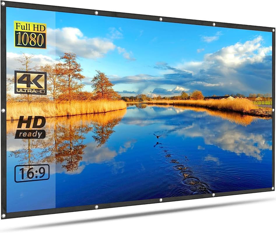 MOIZ 86 inch Projector Screen,4K 4:3 Portable Eyelet Premium Video Foldable Projection for HD Home Theater Cinema Anti-Crease Indoor Outdoor Office Classroom (176 cm (W) x 131 cm (H))