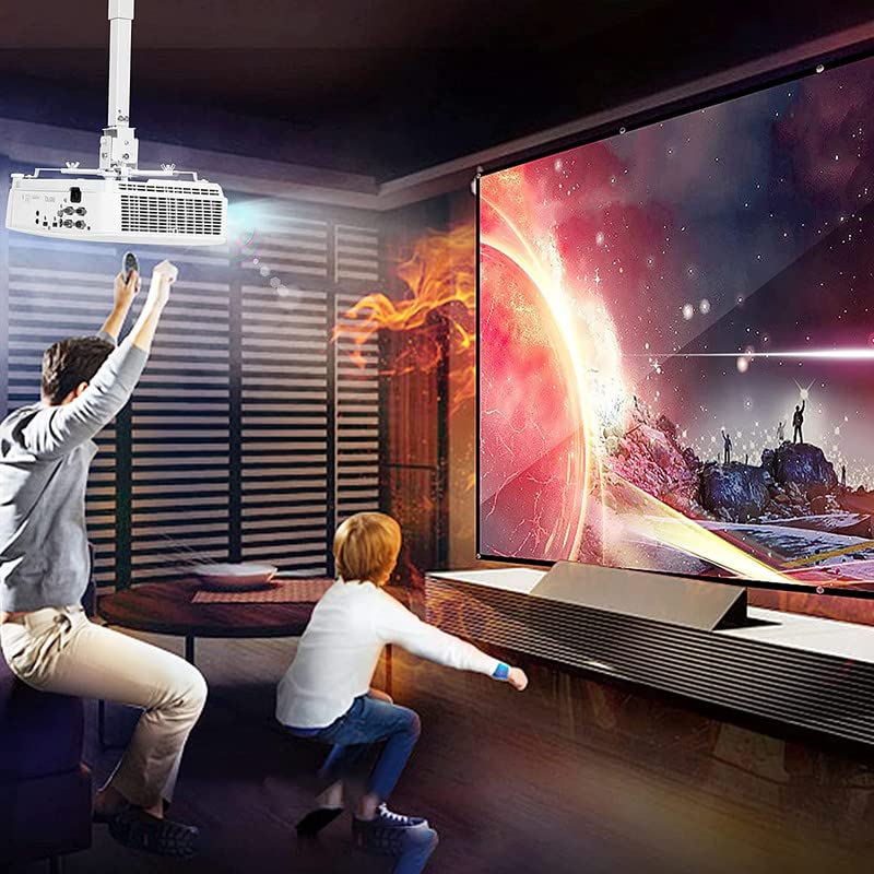 MOIZ Universal Certified 1 to 2 feet/12 to 24-inch Adjustable Projector Ceiling and Wall Mount Kit Bracket Stand with Tilt Option (Weight Capacity of 15kgs 2 ft, White)