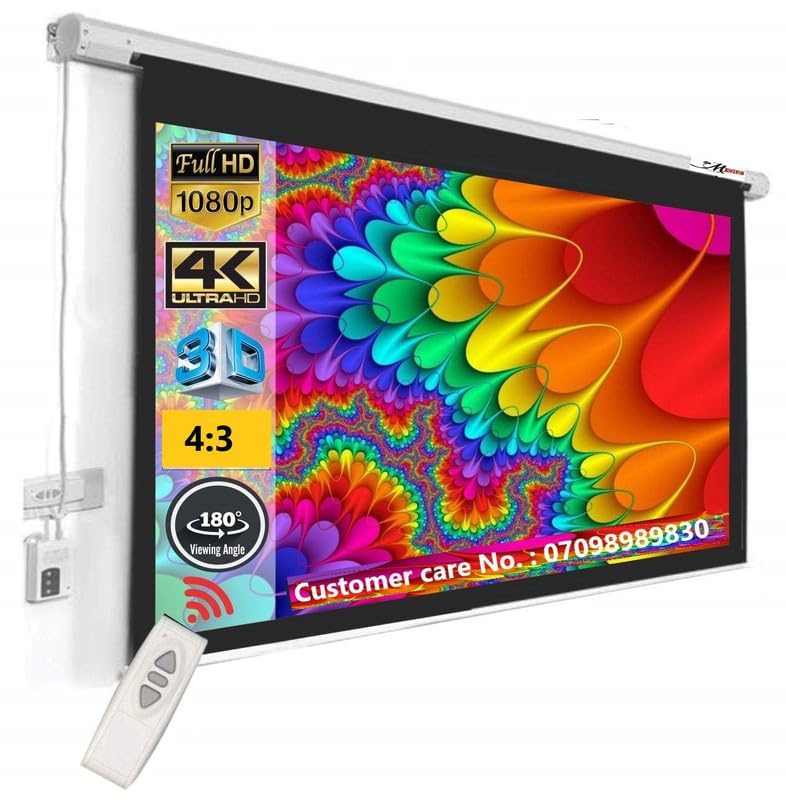 100 Inch Diagonal Motorised/Motorized Projector Screen Ratio 4:3,(7x5,WxH-feet) Screen Hanging Ceiling Wall Option (Limited time Deal This Price is Live only for Limited time)