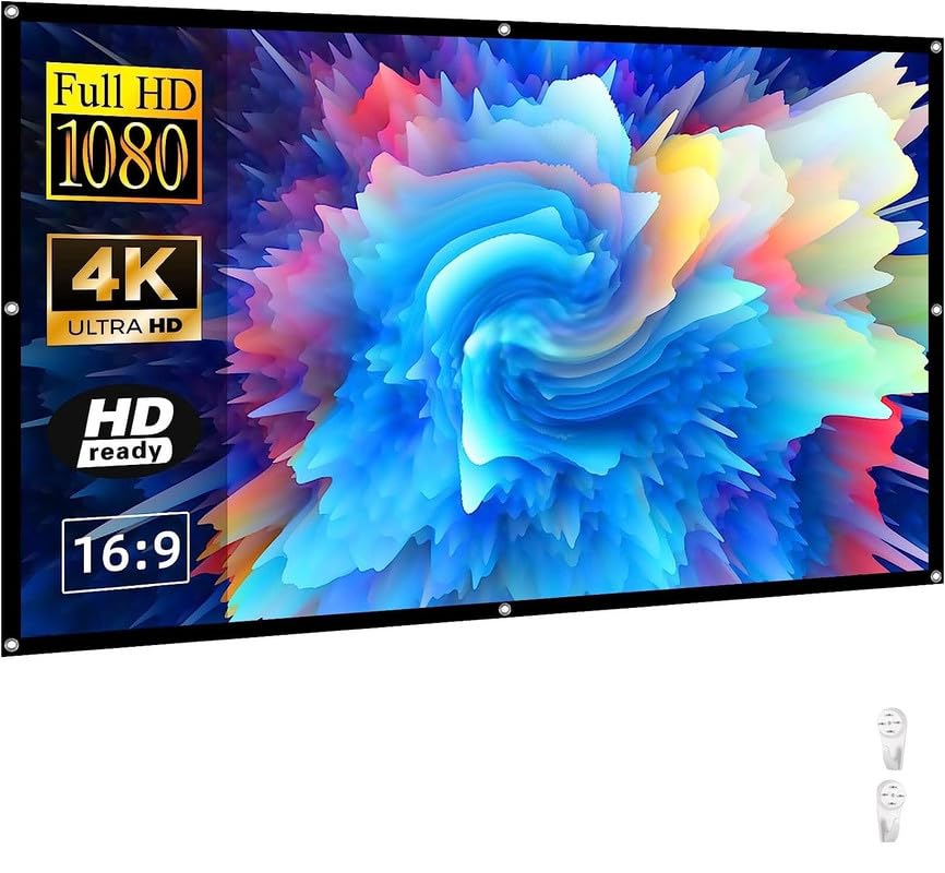 MOIZ 150 inch Projector Screen,4K 16:9 Portable Eyelet Premium Video Foldable Projection for HD Home Theater Cinema Anti-Crease Indoor Outdoor Office Classroom (332 cm (W) x 187 cm (H))
