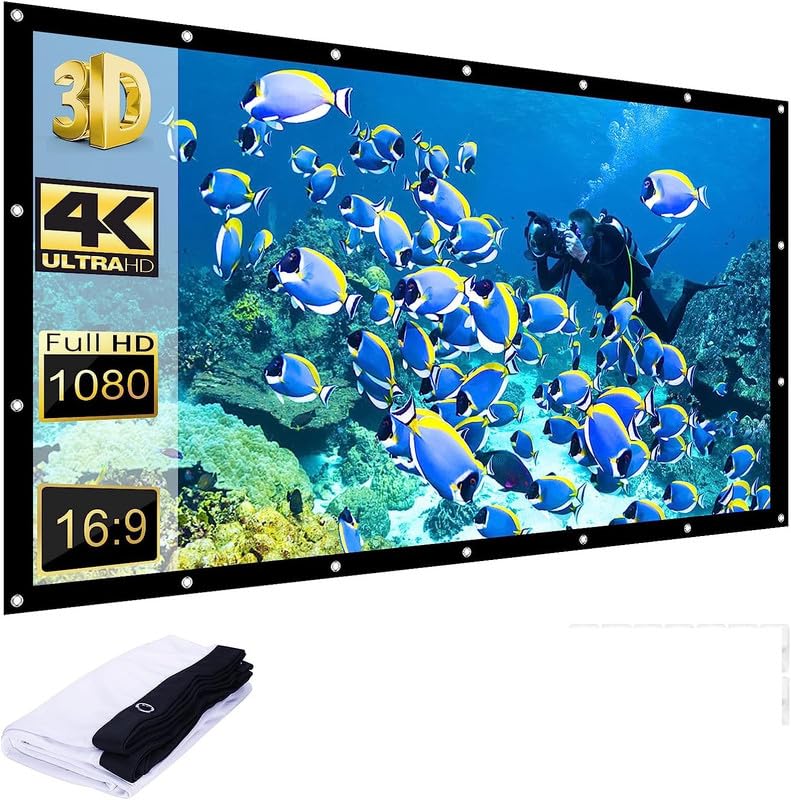 MOIZ 100 inch Projector Screen,4K 16:9 Portable Eyelet Premium Video Foldable Projection for HD Home Theater Cinema Anti-Crease Indoor Outdoor Office Classroom (221 cm (W) x 125 cm (H))