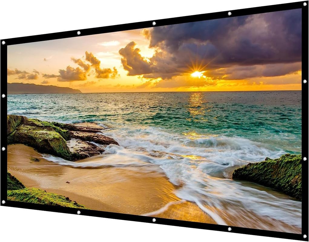 MOIZ 100 inch Projector Screen,4K 16:9 Portable Eyelet Premium Video Foldable Projection for HD Home Theater Cinema Anti-Crease Indoor Outdoor Office Classroom (221 cm (W) x 125 cm (H))