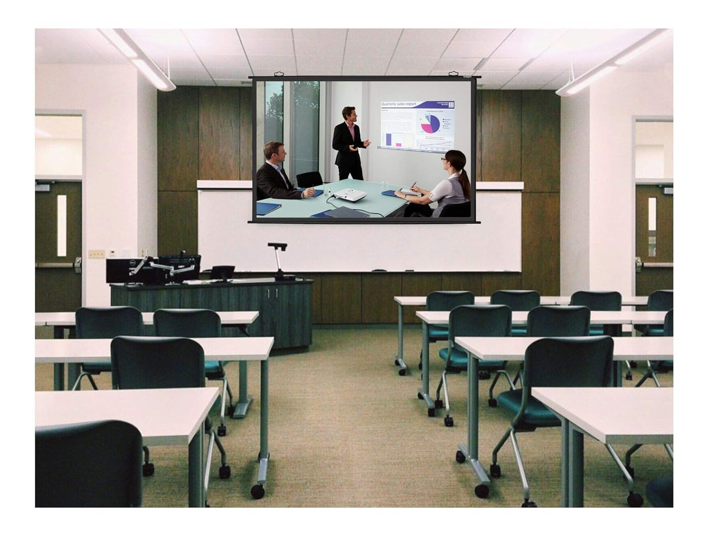 100 Inches Diagonal, 7.3 Feet x 4.1 Feet, 16:9 Aspect Ratio, 87x49 Inches Viewing Area Supports Ultra HD-3D-4K Technology, Universal Map Type Projector Screen(White)