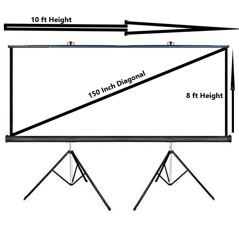 MOIZ Double Tripod Stand Projector Screen Size (10 ft. (Width) x 8 ft. (Height) - 150" inch) Diagonal in 4:3 Aspect Ratio Supporting Remode Control Active 3D, 1080P, Ultra 4K, Technology, Ultra HD