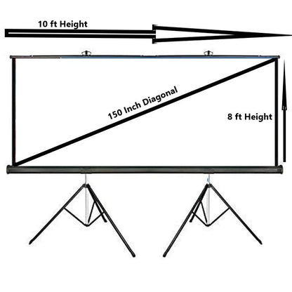 MOIZ Double Tripod Stand Projector Screen Size (10 ft. (Width) x 8 ft. (Height) - 150" inch) Diagonal in 4:3 Aspect Ratio Supporting Remode Control Active 3D, 1080P, Ultra 4K, Technology, Ultra HD