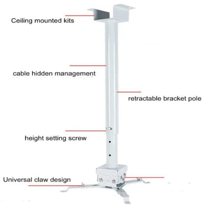 MOIZ Heavy Duty - 3 feet to 4 feet/Foot (36 inch to 48 inch) Adjustable Round Projector Ceiling Mount Kit Bracket Stand Accessories (Weight Capacity - 20 kgs) 4ft (White)