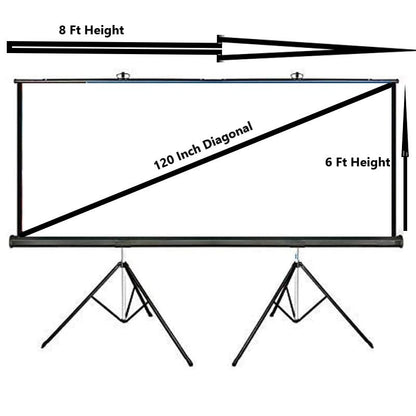 MOIZ 8 Ft. x 6 Ft. Two Tripod Projector Screen, with Full HD 1080 P, UHD-3D-4K Technology, 120 Inch Dia., 4:3 Ratio(White) Recently launched