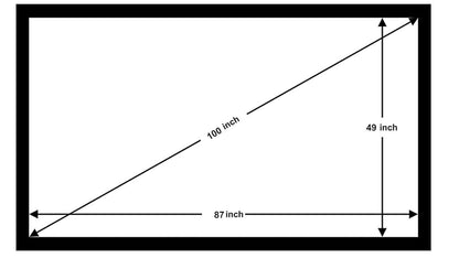 MOIZ 100 Inch Fixed Frame White Fabric Projector Screen 16:9 Aspect Ratio Active 3D 4K Ultra HD Projection Screen for Classroom, Office & Home Theater ((87" W) x(49" H) White) 100 Inches Diagonal