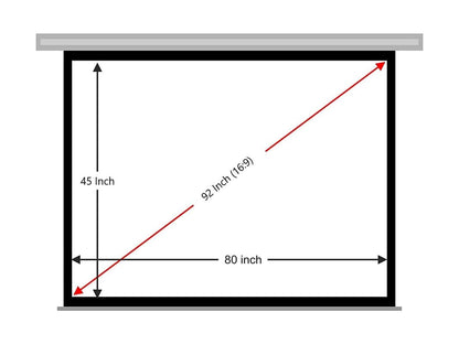 MOIZ Wall Autolock Pull Down Projector Screen, 7 Ft. - Width x 4 Ft. - Height, 92" Dia., 16:9 Format, Supports Full HD 1080P, UHD-3D-4K Technology(White)