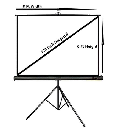 MOIZ Tripod Stand Projector Screen Size (8 ft. (Width) x 6 ft. (Height) - 120" inch) Diagonal in 4:3 Aspect Ratio Supporting Remode Control Active 3D, 1080P, Ultra 4K, Technology, Ultra HD