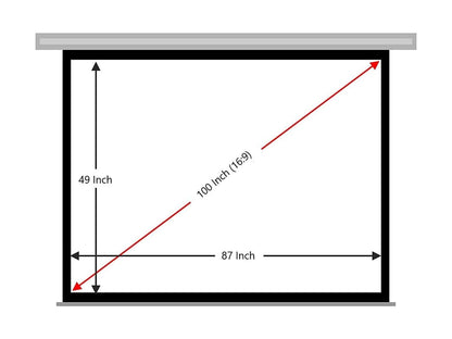 MOIZ Wall Autolock Pull Down Projector Screen, 7 Ft. - Width x 5 Ft. - Height, 100" Dia., 16:9 Format, Supports Full HD 1080P, UHD-3D-4K Technology(White)