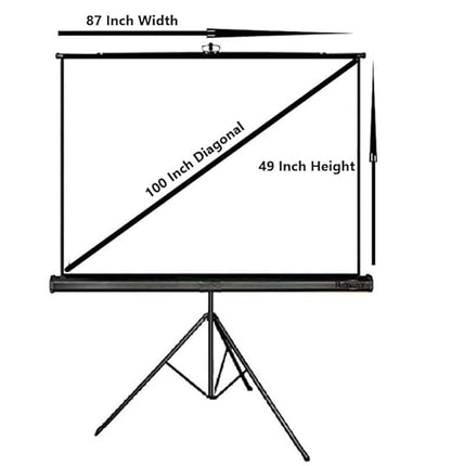 MOIZ Cineview 7.3 x 4.1 Feet, 87x49 Inches, 100 Inches Diagonal in 16:9 Aspect Ratio Tripod Projector Screen Supports Full HD 1080P UHD-3D-4K Technology with Stand(White) Recently launched