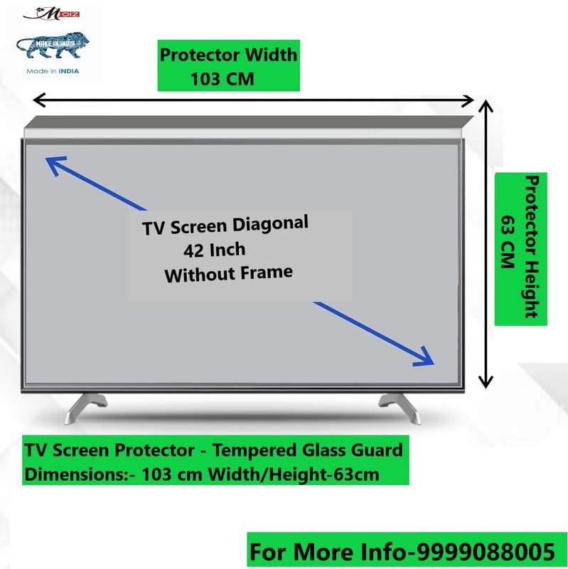 MOIZ 42 Inch TV Screen Protector - Tempered Glass Guard, Anti-Glare, LED LCD Crystal Clear 9H Surface Unbreakable,UV protection,Plasma,Hardness,Anti Glare,Scratch Resistant,Strong & Durable