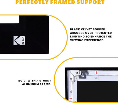 MOIZ 100 Inch Fixed Frame White Fabric Projector Screen 16:9 Aspect Ratio Active 3D 4K Ultra HD Projection Screen for Classroom, Office & Home Theater ((87" W) x(49" H) White) 100 Inches Diagonal