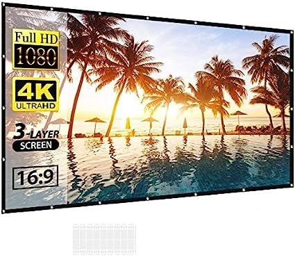 MOIZ 50 inch Projector Screen,4K 16:9 Portable Eyelet Premium Video Foldable Projection for HD Home Theater Cinema Anti-Crease Indoor Outdoor Office Classroom (111 cm (W) x 63 cm (H))