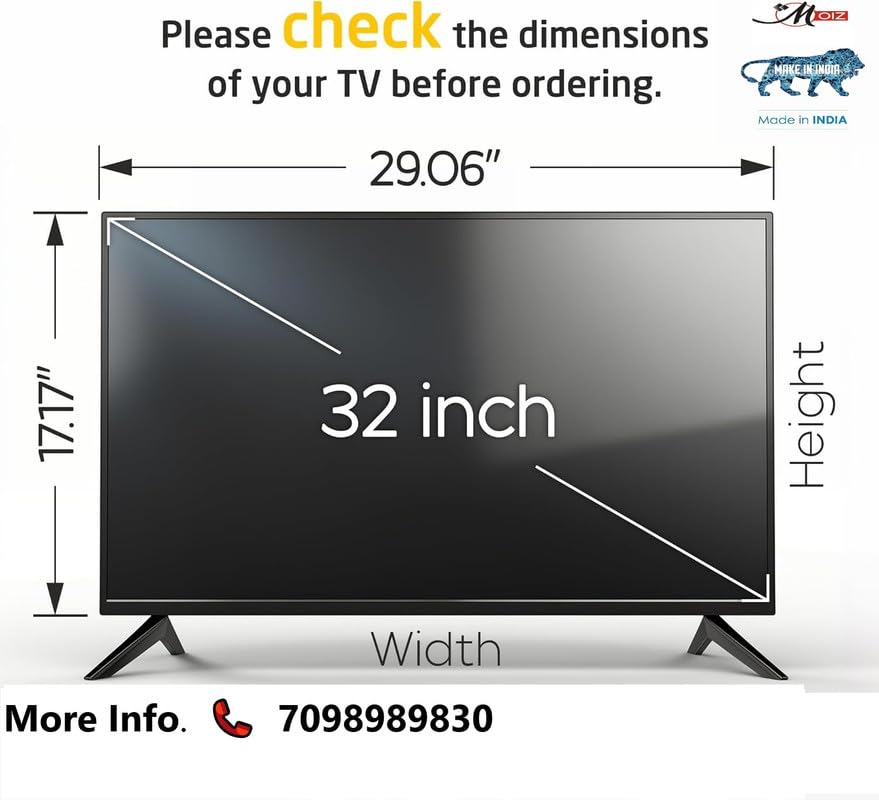 MOIZ 32 Inch TV Screen Protector - Tempered Glass Guard, Anti-Glare, LED LCD Crystal Clear 9H Surface Unbreakable,UV protection,Plasma,Hardness,Anti Glare,Scratch Resistant,Strong & Durable