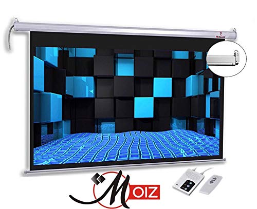 MOIZ Home Theatre Motorised Projector Screen, 84 Inches Diagonal, 4:3 Aspect Ratio, 6 Ft. x 4 Ft, Supports 1080P, Ultra HD-3D-4K Ready Technology, Cordless Remote 6FT X 4FT - 84INCHES