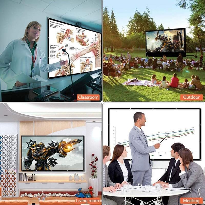 MOIZ Tripod Stand Projector Screen (80 Inch. (Width) x 45 Inch. (Height) - 92" Inch) Diagonal in 16:09 Ratio Aspect, Ultra HD, 4K Technology, Active 3D Design 01