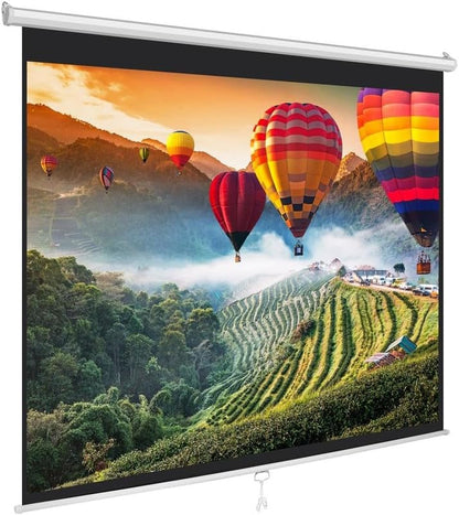 MOIZ Universal Wall Autolock Pull Down Projector Screen, 6 Ft. - Width x 4 Ft. - Height, 84 Inch Diagonal, 4:3 Picture Format, Supports Full HD 1080P, UHD-3D-4K Technology(White)