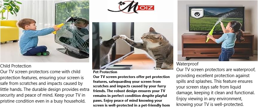 MOIZ 65 Inch TV Screen Protector - Tempered Glass Guard, Anti-Glare, LED LCD Crystal Clear 9H Surface Unbreakable,UV protection,Plasma,Hardness,Anti Glare,Scratch Resistant,Strong & Durable