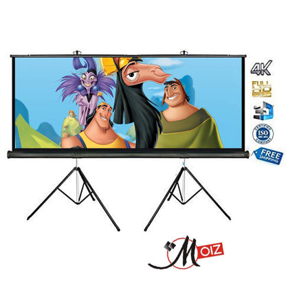 MOIZ Double Tripod Stand Projector Screen Size (10 ft. (Width) x 8 ft. (Height) - 150" inch) Diagonal in 4:3 Aspect Ratio Supporting Remode Control Active 3D, 1080P, Ultra 4K, Technology, Ultra HD