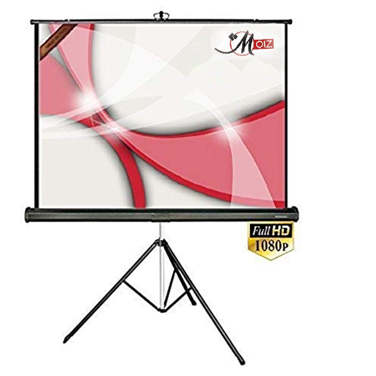 MOIZ Tripod Stand Projector Screen Size (8 ft. (Width) x 6 ft. (Height) - 120" inch) Diagonal in 4:3 Aspect Ratio Supporting Remode Control Active 3D, 1080P, Ultra 4K, Technology, Ultra HD