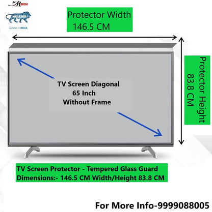 MOIZ 65 Inch TV Screen Protector - Tempered Glass Guard, Anti-Glare, LED LCD Crystal Clear 9H Surface Unbreakable,UV protection,Plasma,Hardness,Anti Glare,Scratch Resistant,Strong & Durable