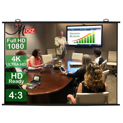 MOIZ Map Type Projector Screen 10 Feet (W) x 8 Feet (H) - 150" Inch Diagonal Aspect Ratio 4:3 Format, Supports UHD, 3D and 4K