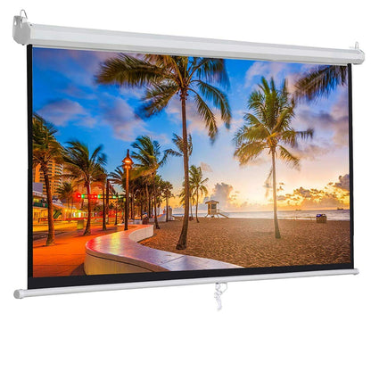 Universal Manual Wall Autolock Pull Down Projector Screen, 6 Ft. - Width x 4 Ft. - Height, 84 Inch Diagonal, 4:3 Picture Format, Supports Full HD 1080P, UHD-3D-4K Technology(White)