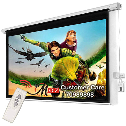 MOIZ Home Theatre Motorised Projector Screen, 84 Inches Diagonal, 4:3 Aspect Ratio, 6 Ft. x 4 Ft, Supports 1080P, Ultra HD-3D-4K Ready Technology, Cordless Remote 6FT X 4FT - 84INCHES